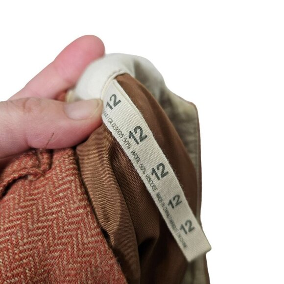 Paper‎ Boy Women's Wool Blend Tweed Herringbone Trousers Pants Orange Size 12 - Picture 10 of 14